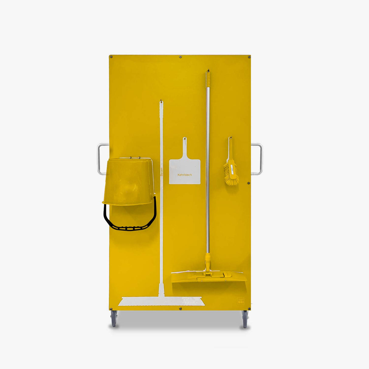 Schattenwand auf einem Rollwagen aus Edelstahl Gelb 1210 mm x 1900 mm