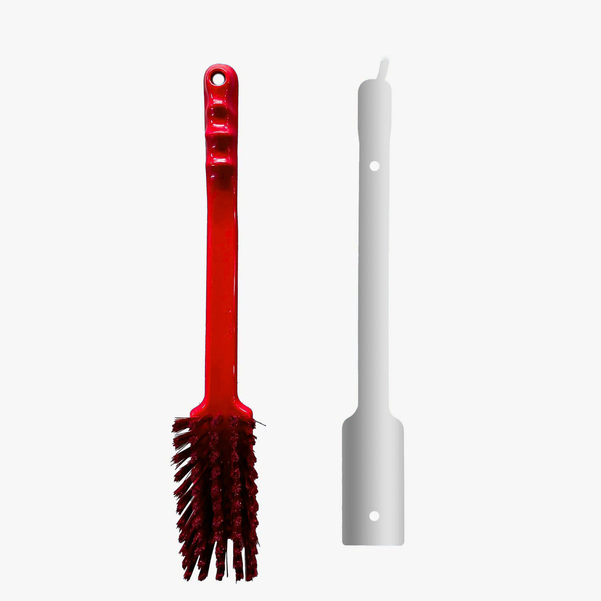 Lange Stielbürste HACCP Edelstahlschatten + Lange Stielbürste rot