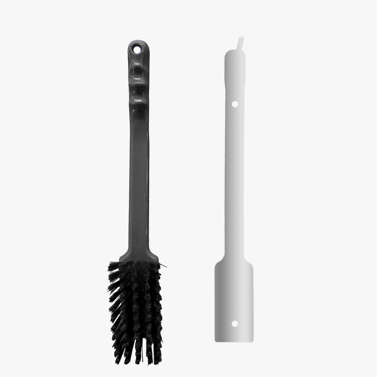 Lange Stielbürste HACCP Edelstahlschatten + Lange Stielbürste schwarz