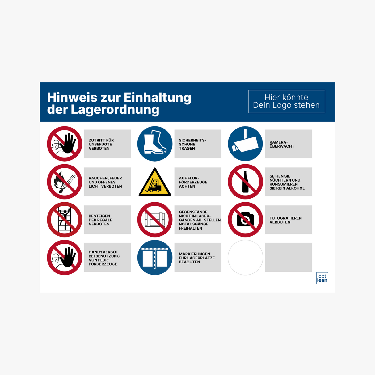 Hinweisschild für Lager & Produktion