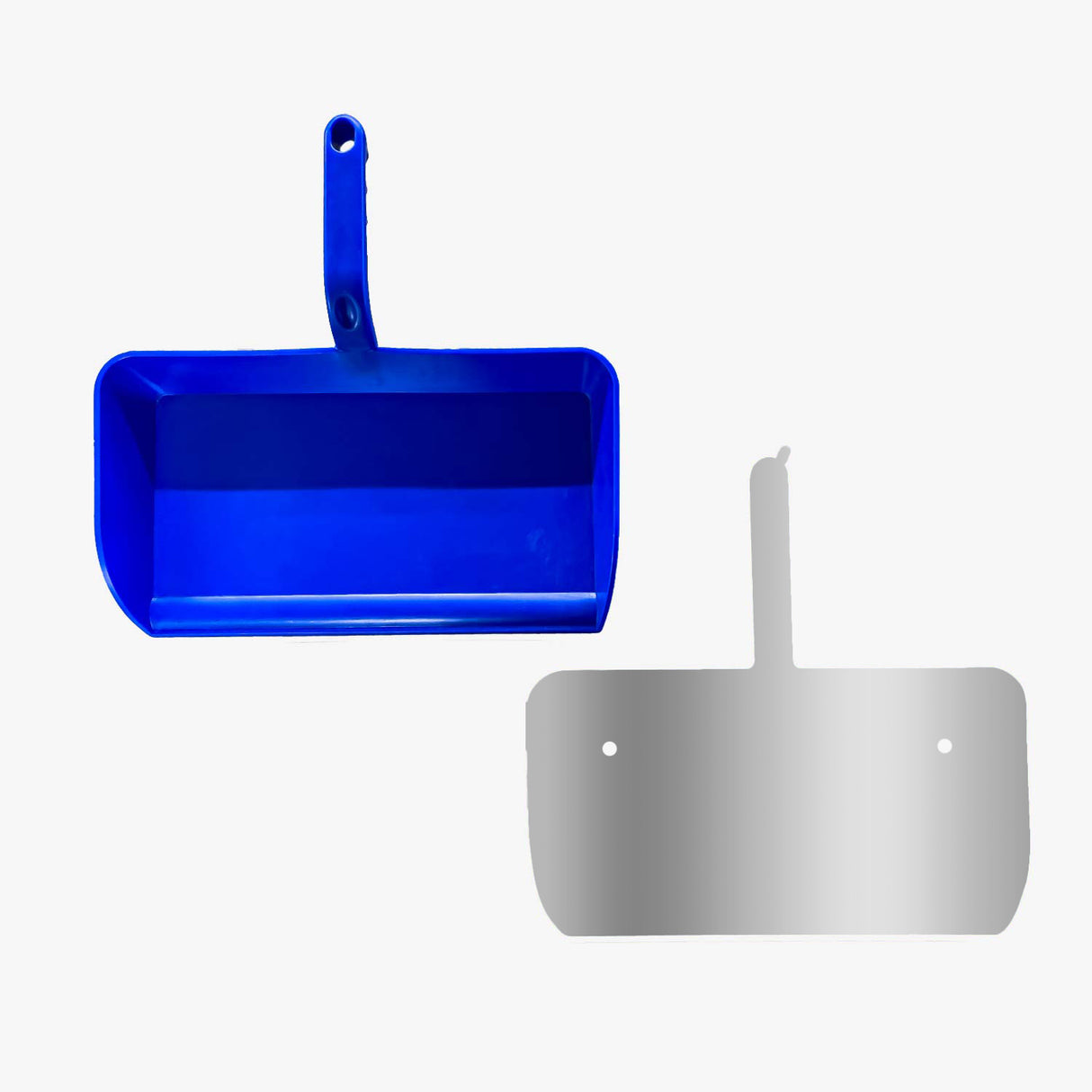 Kehrblech groß HACCP Edelstahlschatten + Kehrblech blau