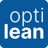 "opti lean" logo, weiße Schrift blauer Hintergrund