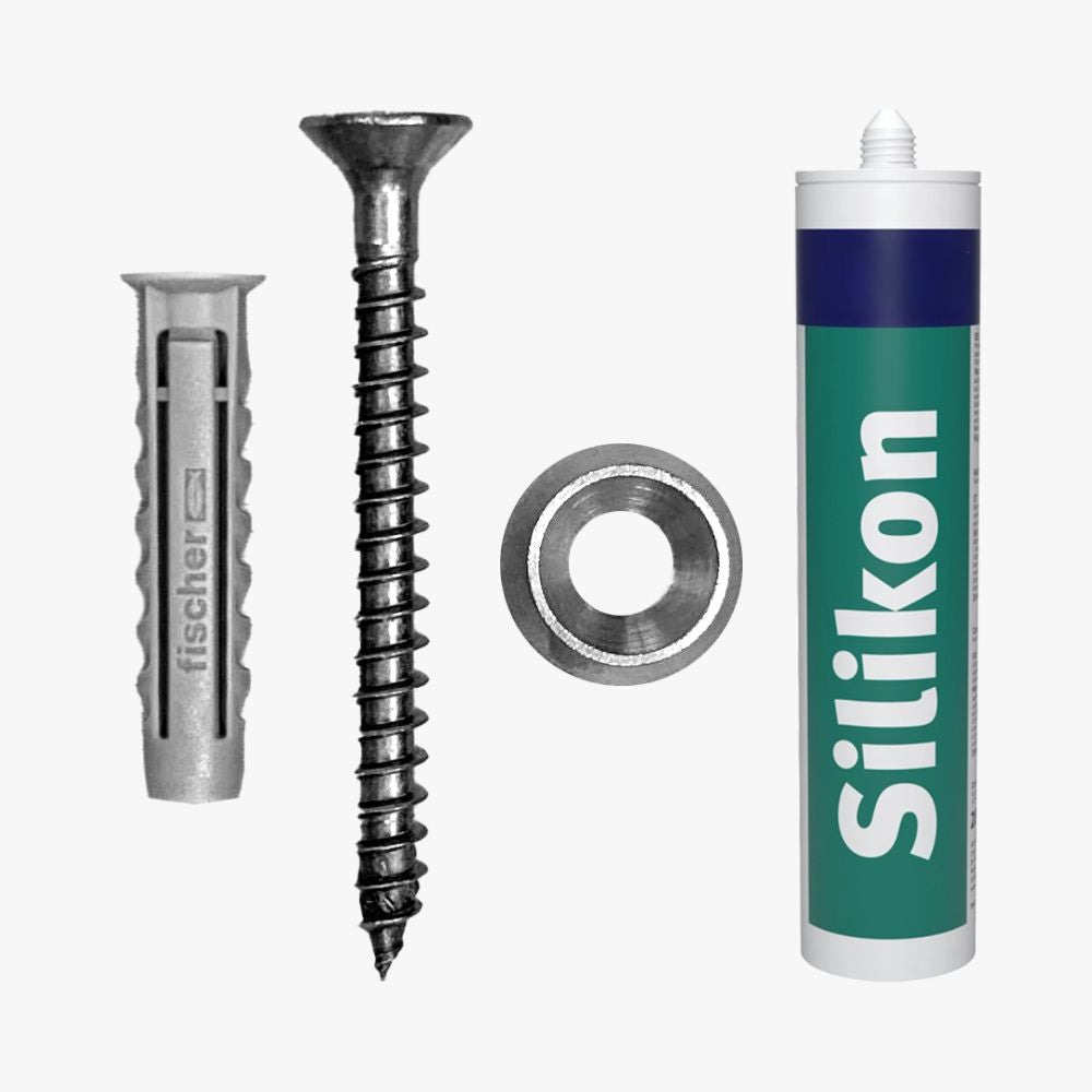 Montagematerial mit Silikon für eine Schattenwand