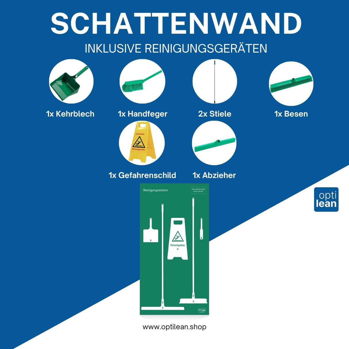 Reinigungsboard für Industrielle Anwendungen Grün Schattenwand mit Reinigungsgerät