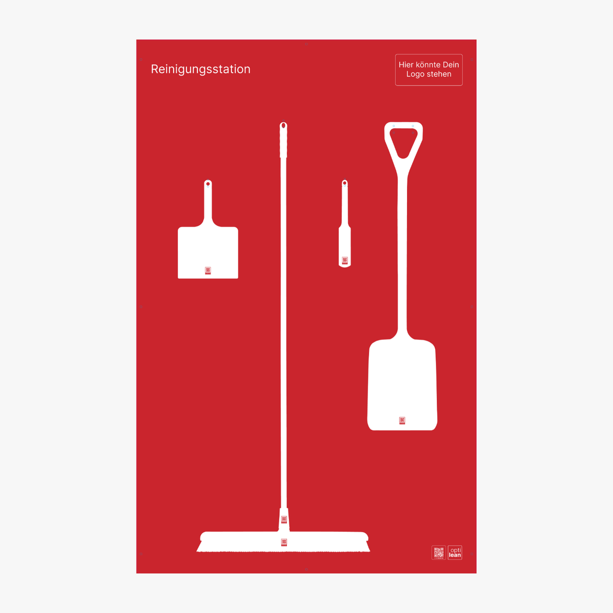 Werkzeugwand für Reinigungszubehöhr Rot Schattenwand ohne Reinigungsgeräte