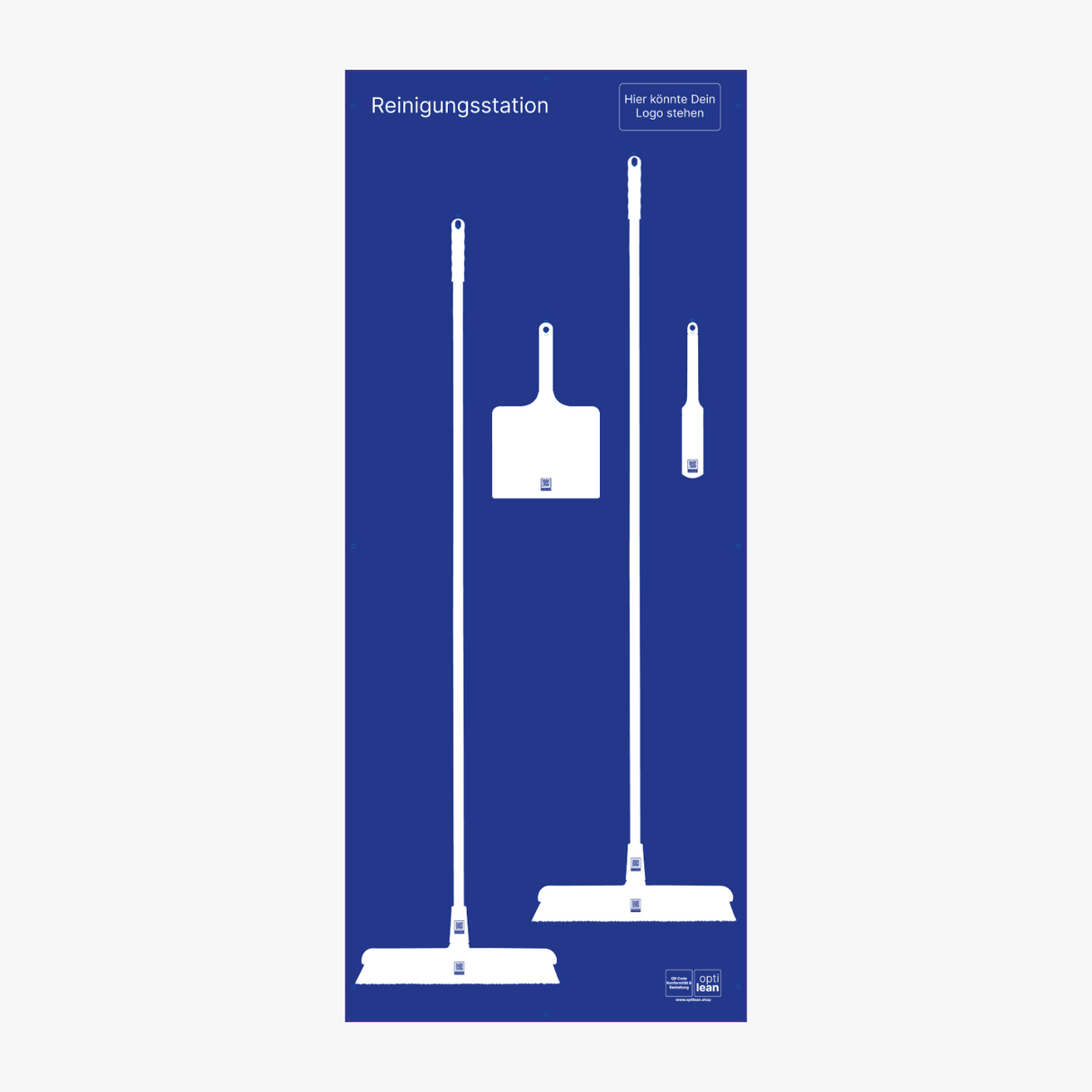 Reinigungswand für Besen Blau Schattenwand ohne Reinigungsgeräte