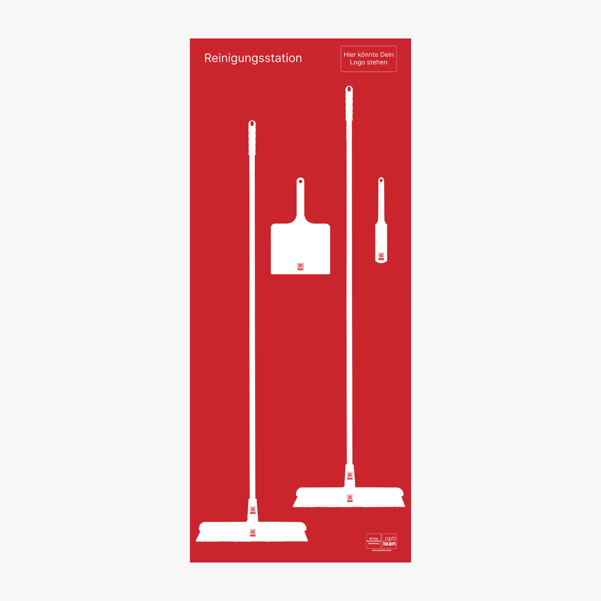 Reinigungswand für Besen Rot Schattenwand ohne Reinigungsgeräte