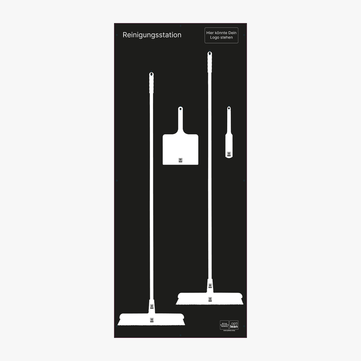 Reinigungswand für Besen Schwarz Schattenwand ohne Reinigungsgeräte
