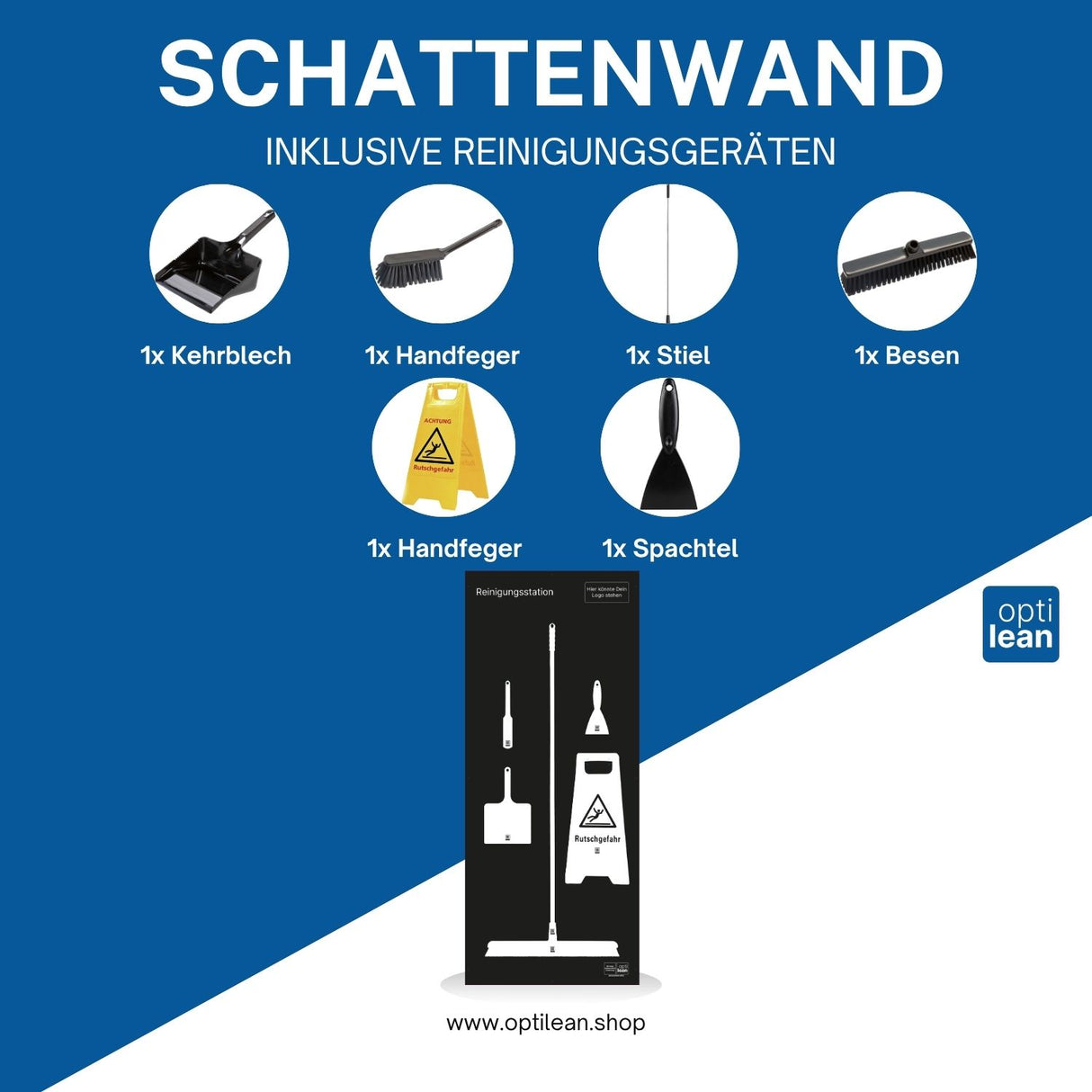 Shadowboard für Reinigungsgeräte (Schattenwand) Schwarz Schattenwand mit Reinigungsgeräte