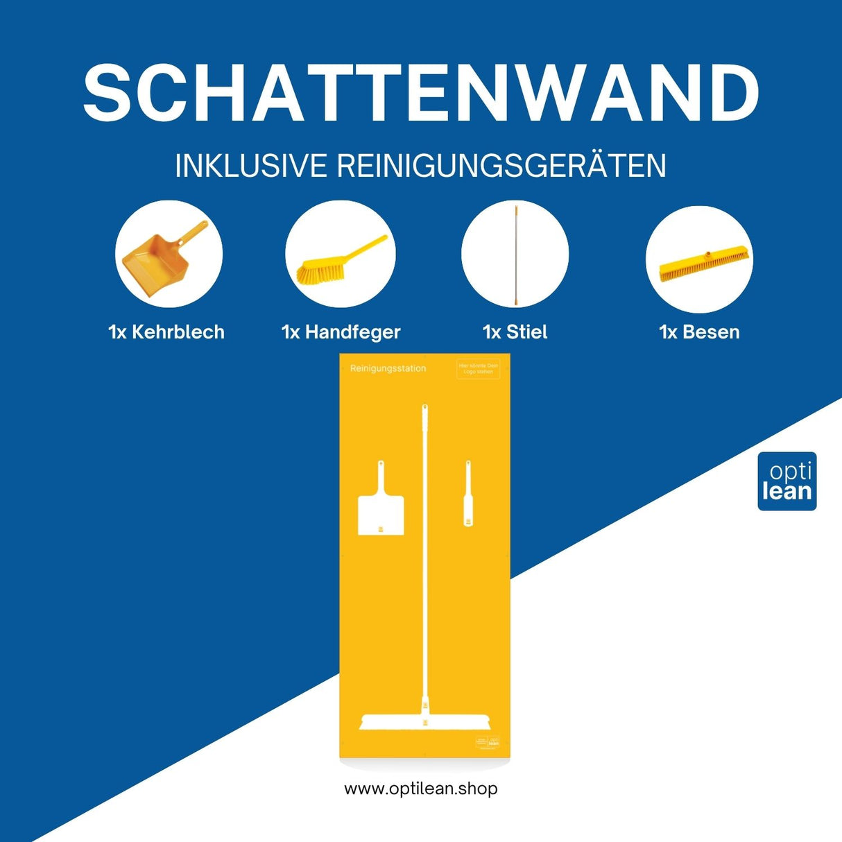 Schattenwand Reinigung Gelb Schattenwand mit Reinigungsgeräte