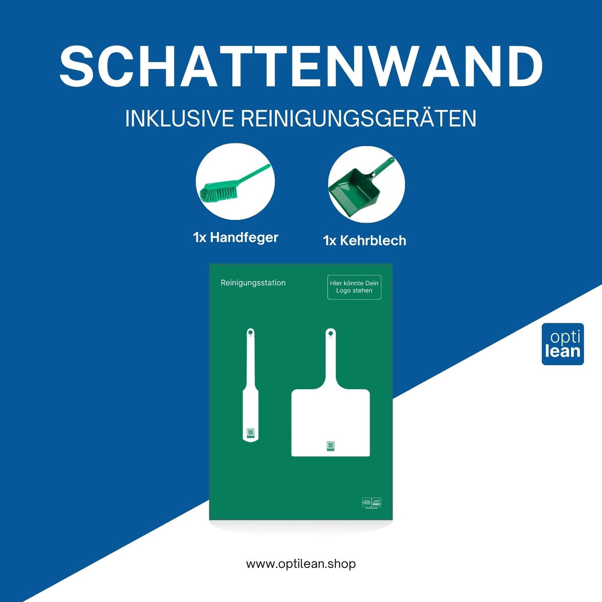 Schattenwand Reinigung Grün Schattenwand mit Reinigungsgeräte