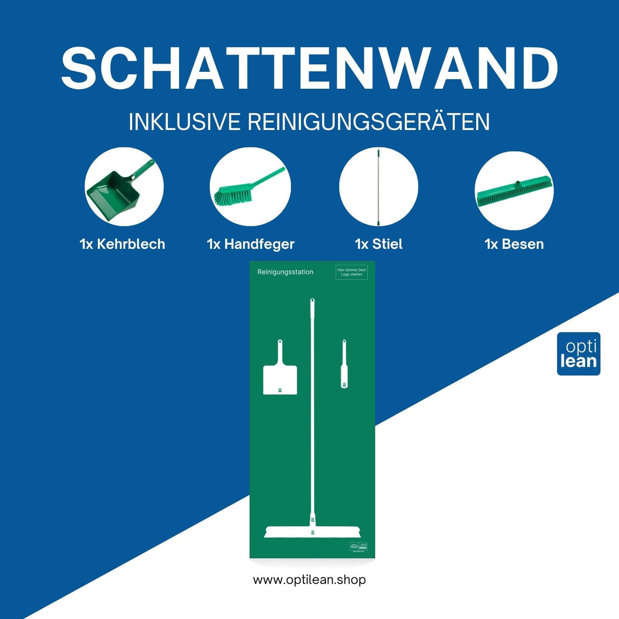 Schattenwand Reinigung Grün Schattenwand mit Reinigungsgeräte
