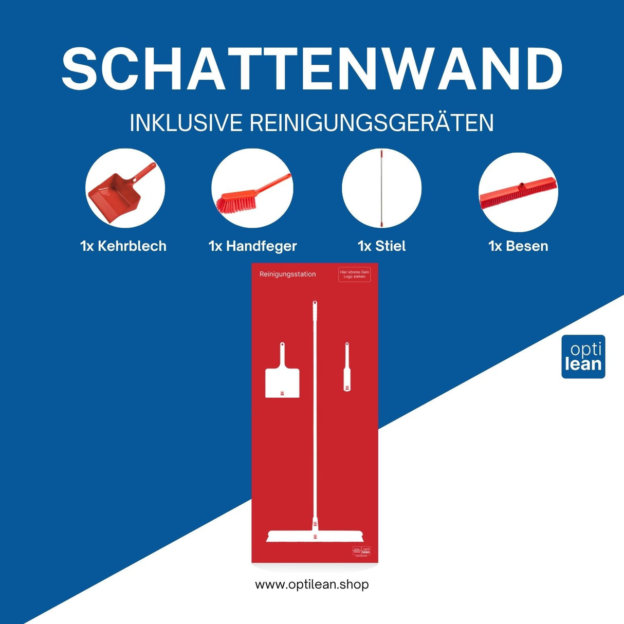 Schattenwand Reinigung Rot Schattenwand mit Reinigungsgeräte
