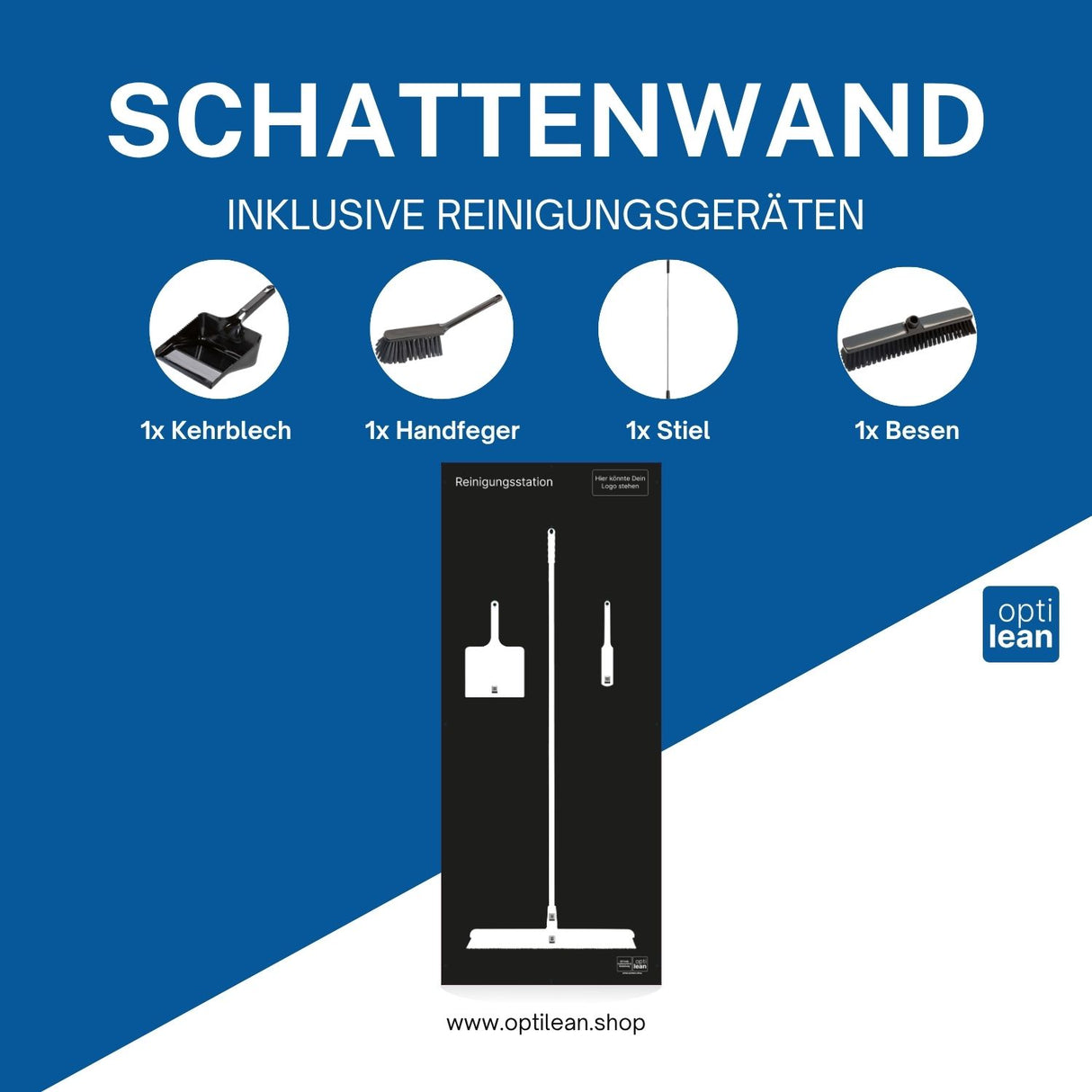 Schattenwand Reinigung Schwarz Schattenwand mit Reinigungsgeräte