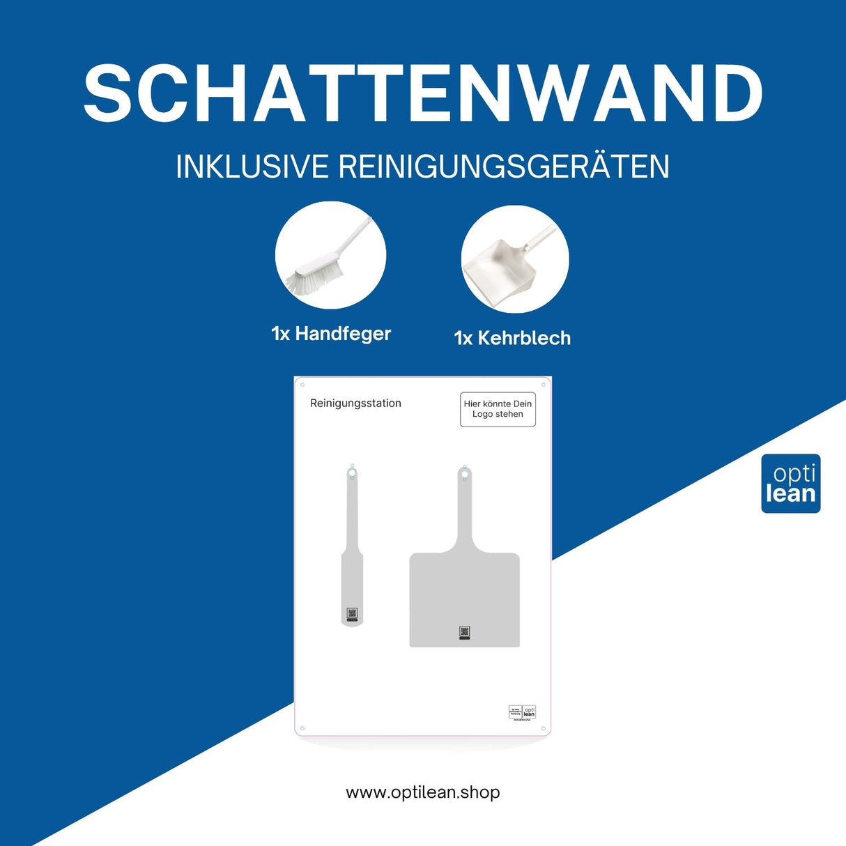 Schattenwand Reinigung Weiß Schattenwand mit Reinigungsgeräte