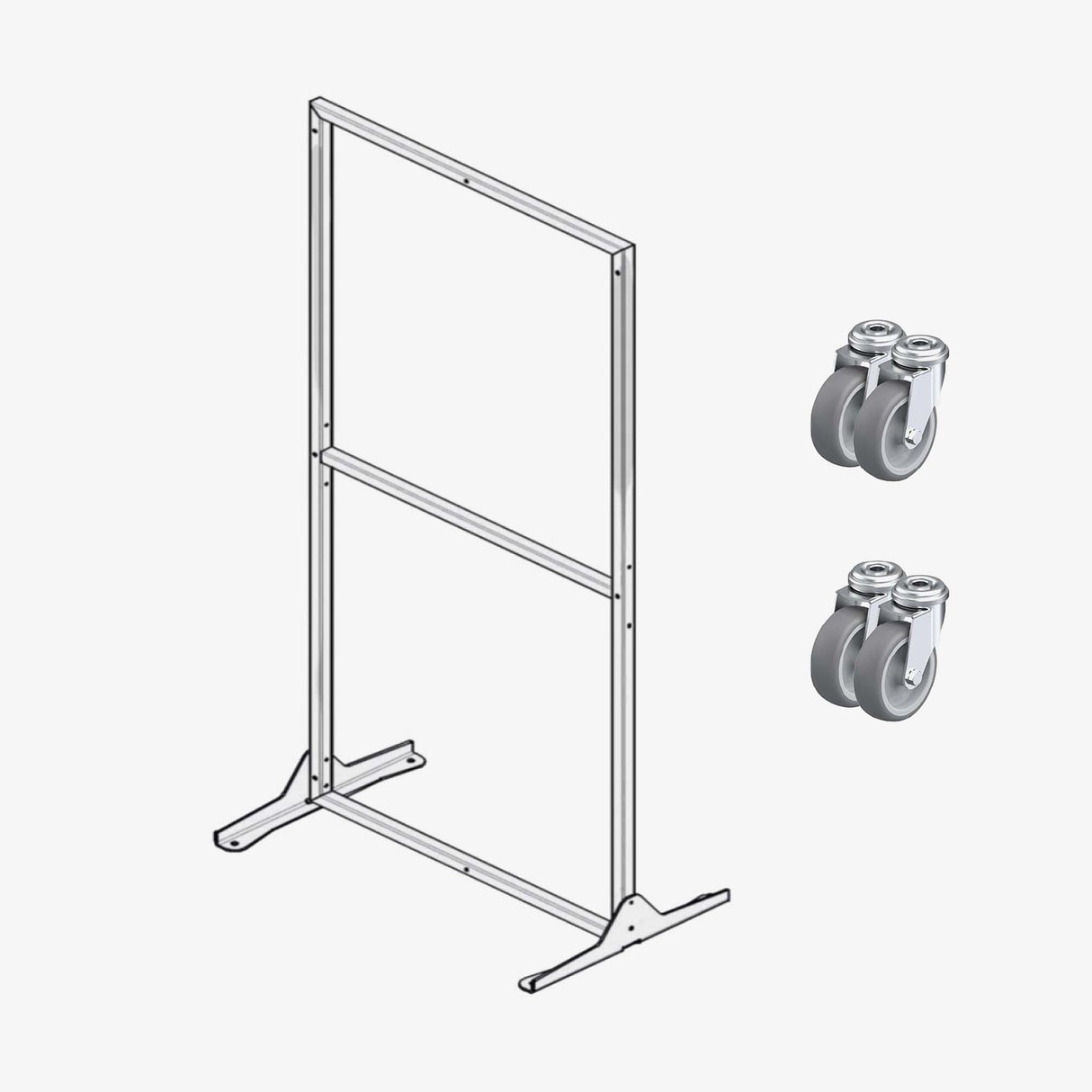 Rollwagen für Schattenwand 1210x1900mm für Reinigungswand