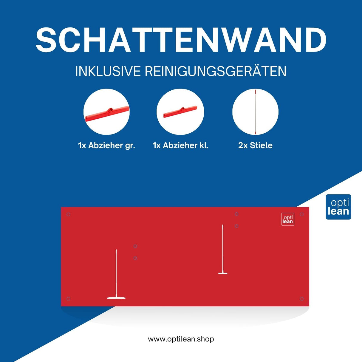 Shadowboard (Schattenwand, Klemmleiste) Rot Mit Reinigungsgeräten