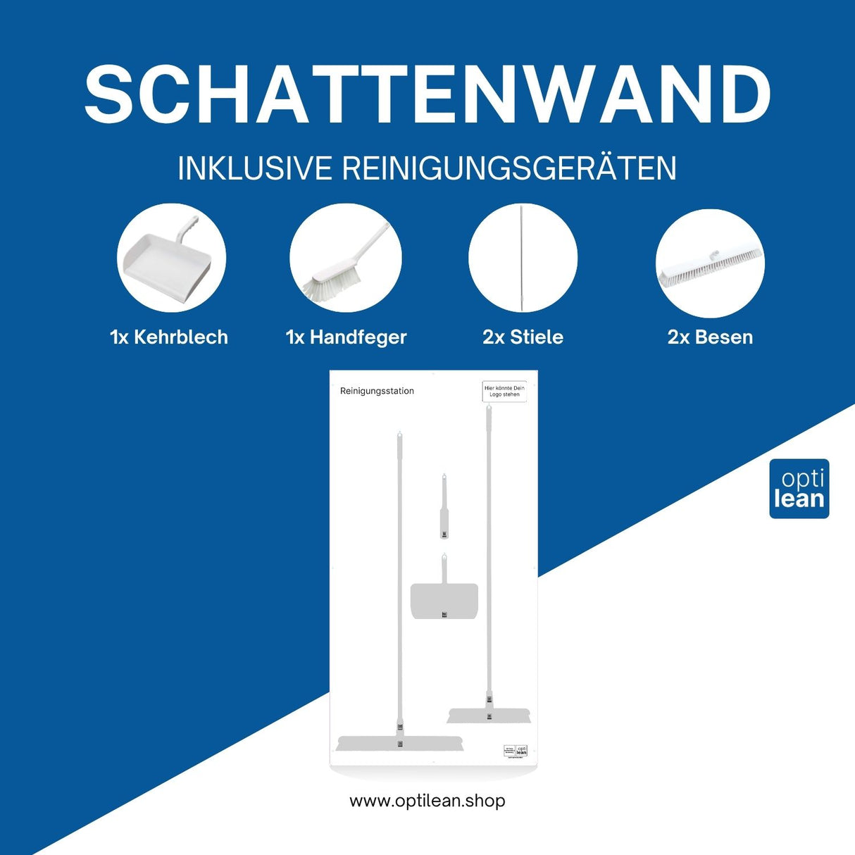 Schattenbrett zur Aufbewahrung von Reinigungsutensilien Weiß Schattenwand mit Reinigungsgeräte