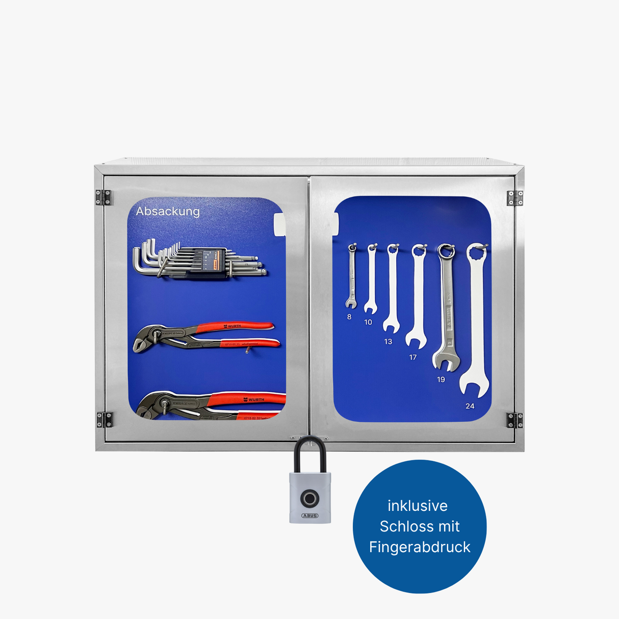 Werkzeugschrank Edelstahl Werkzeugschrank mit Schattenwand und Werkzeug