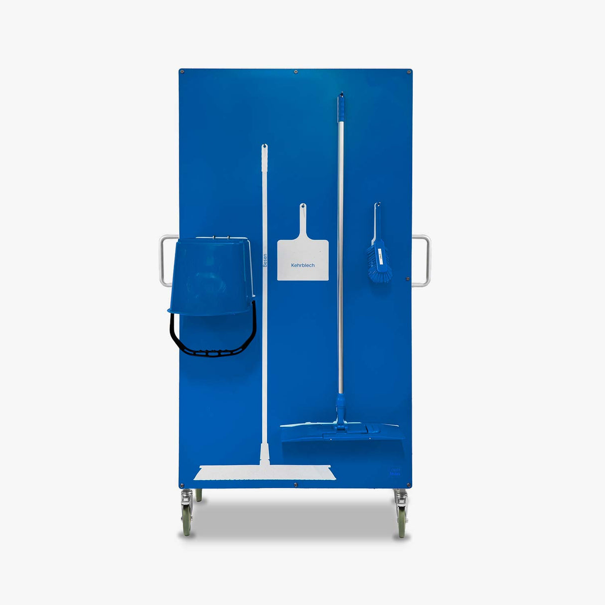 Schattenwand auf einem Rollwagen aus Edelstahl Blau 1210 mm x 1900 mm