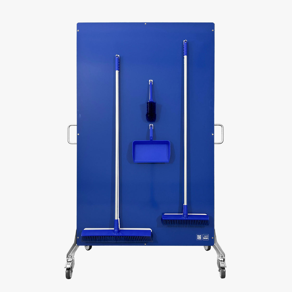 Schattenbrett zur Aufbewahrung von Reinigungsutensilien (1210x1900mm) Blau Schattenwand mit Reinigungsgeräte Schattenwand auf Rollwagen