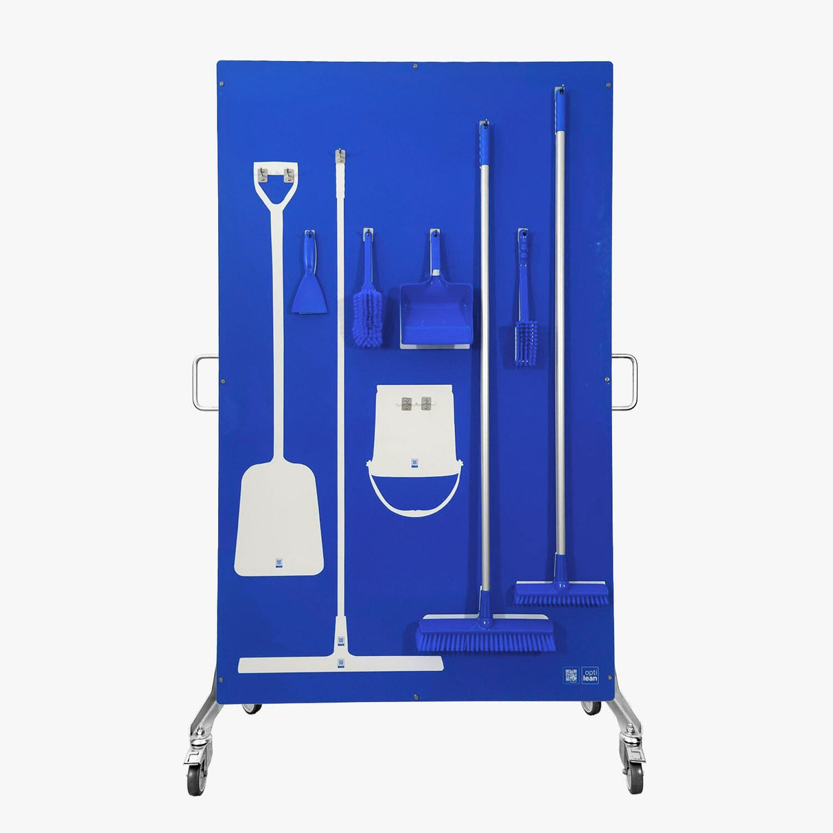 Reinigungsschattenwand Blau Schattenwand auf Rollwagen