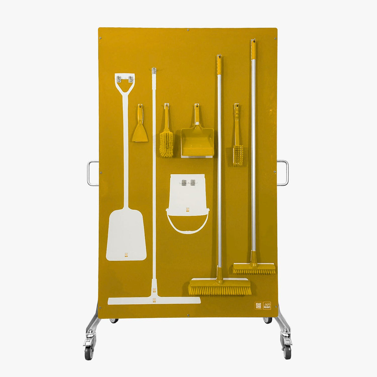 Reinigungsschattenwand Gelb Schattenwand auf Rollwagen
