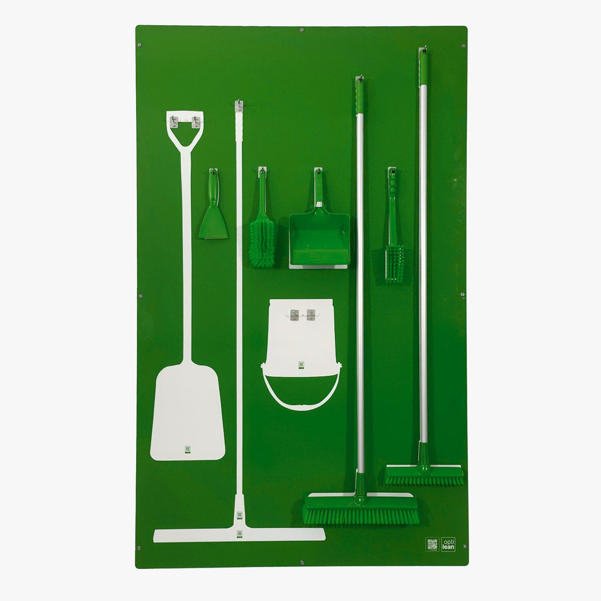 Reinigungsschattenwand Grün Mit Reinigungswerkzeuge Schattenwand