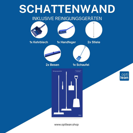 Aufbewahrungslösung für Reinigungsgeräte Blau Schattenwand mit Reinigungsgeräte