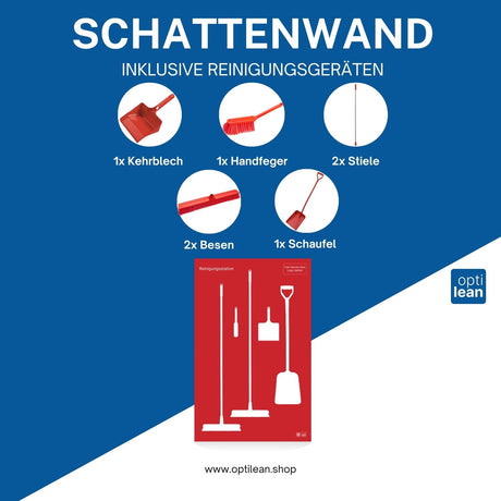Aufbewahrungslösung für Reinigungsgeräte Rot Schattenwand mit Reinigungsgeräte