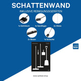 Aufbewahrungslösung für Reinigungsgeräte Schwarz Schattenwand mit Reinigungsgeräte