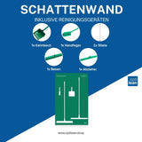 Individuelle Reinigungsstationen für Unternehmen Grün Schattenwand mit Reinigungsgeräte