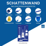 Lean Board (Schattenwand) Blau Schattenwand mit Reinigungsgeräte