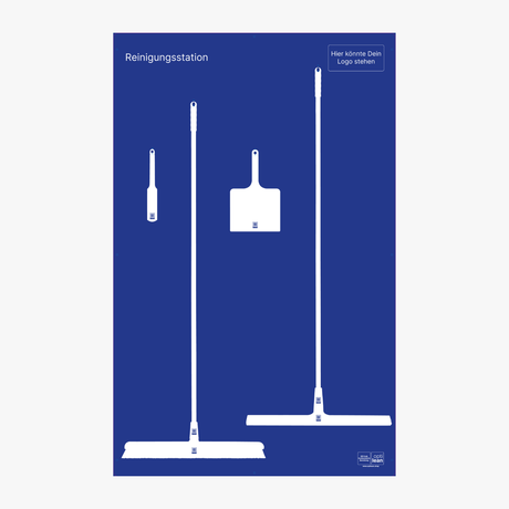 Individuelle Reinigungsstationen für Unternehmen Blau Schattenwand ohne Reinigungsgeräte