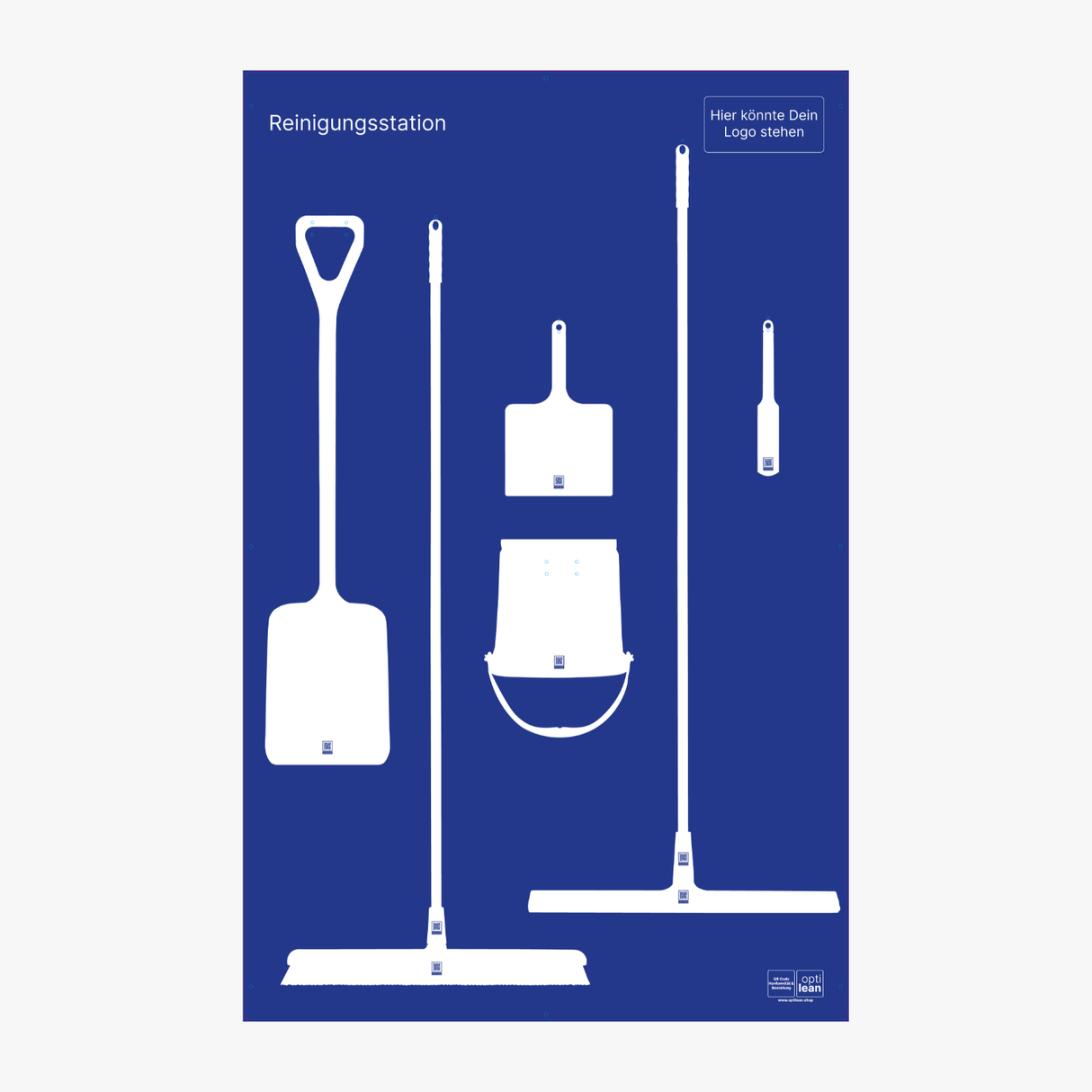 Schattenwand für Hygienebereiche in der Produktion Blau Schattenwand ohne Reinigungsgeräte