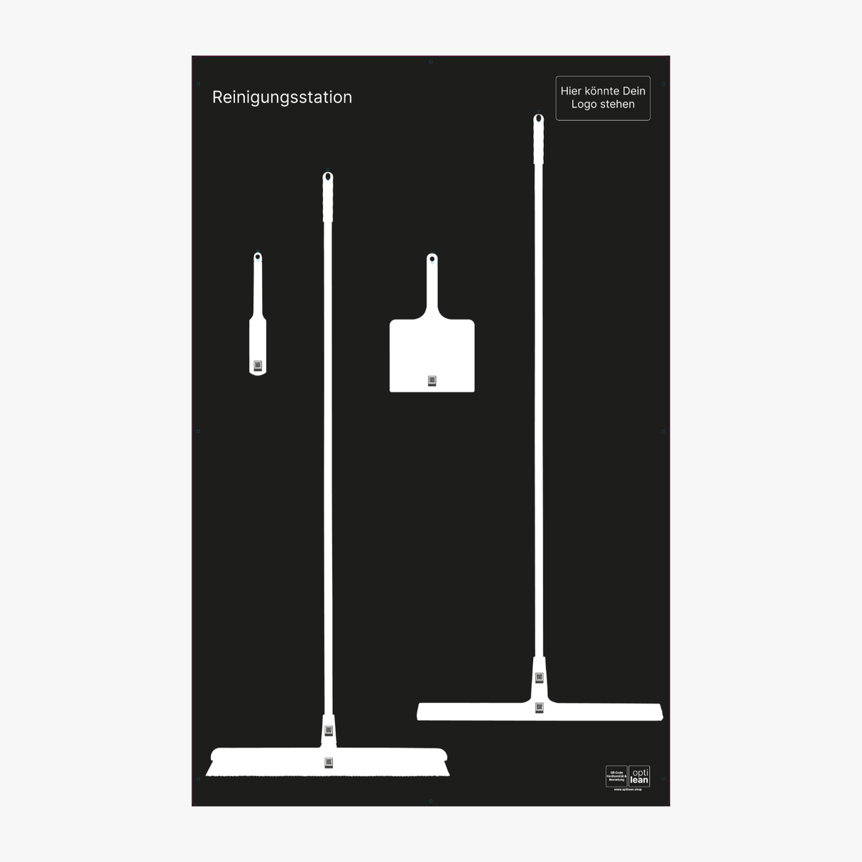 Individuelle Reinigungsstationen für Unternehmen Schwarz Schattenwand ohne Reinigungsgeräte