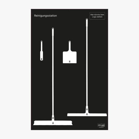 Individuelle Reinigungsstationen für Unternehmen Schwarz Schattenwand ohne Reinigungsgeräte
