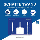 Reinigungsboard (Schattenwand) Blau Schattenwand mit Reinigungsgeräte