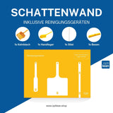 Reinigungsboard (Schattenwand) Gelb Schattenwand mit Reinigungsgeräte