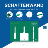 Reinigungsboard (Schattenwand) Grün Schattenwand mit Reinigungsgeräte