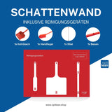 Reinigungsboard (Schattenwand) Rot Schattenwand mit Reinigungsgeräte