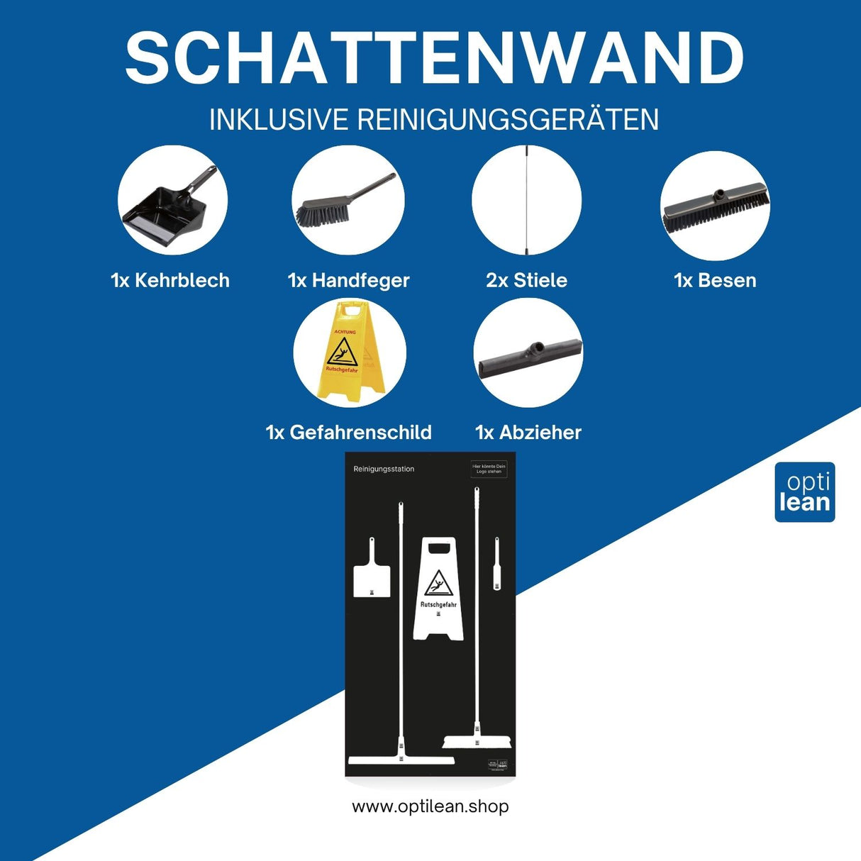Reinigungsboard für Industrielle Anwendungen Schwarz Schattenwand mit Reinigungsgerät