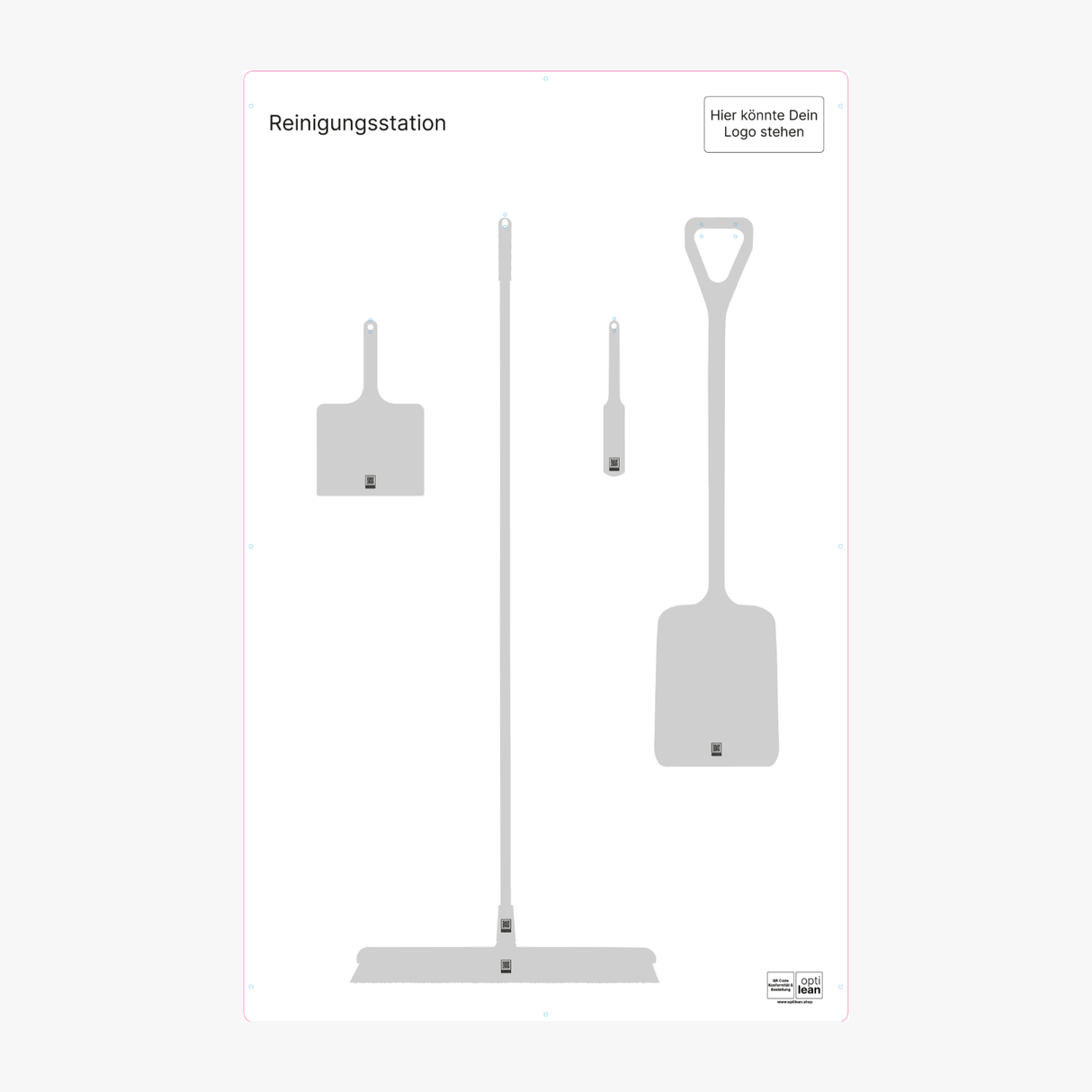 Werkzeugwand für Reinigungszubehöhr Weiß Schattenwand ohne Reinigungsgeräte