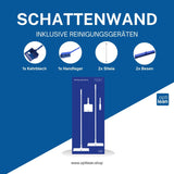 Reinigungswand für Besen Blau Schattenwand mit Reinigungsgeräte