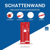Reinigungswand für Besen Rot Schattenwand mit Reinigungsgeräte