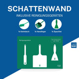 Reinigungsinsel (Schattenwand) Grün Schattenwand mit Reinigungsgeräte