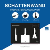 Reinigungsinsel (Schattenwand) Schwarz Schattenwand mit Reinigungsgeräte