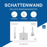 Reinigungsinsel (Schattenwand) Weiß Schattenwand mit Reinigungsgeräte