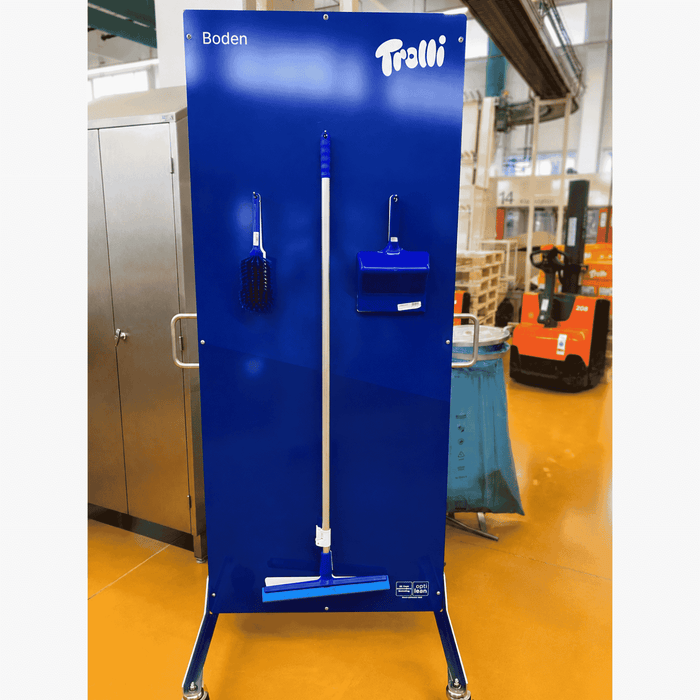 Cleaning Station mit Abzieher für den Boden an der Schattenwand HACCP