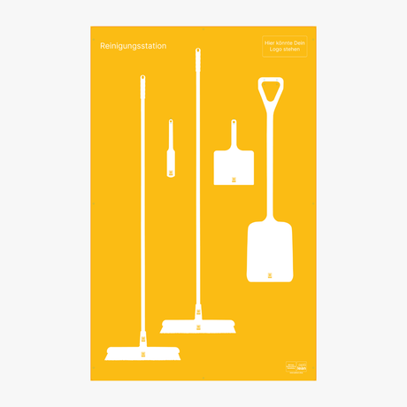 Aufbewahrungslösung für Reinigungsgeräte Gelb Schattenwand ohne Reinigungsgeräte